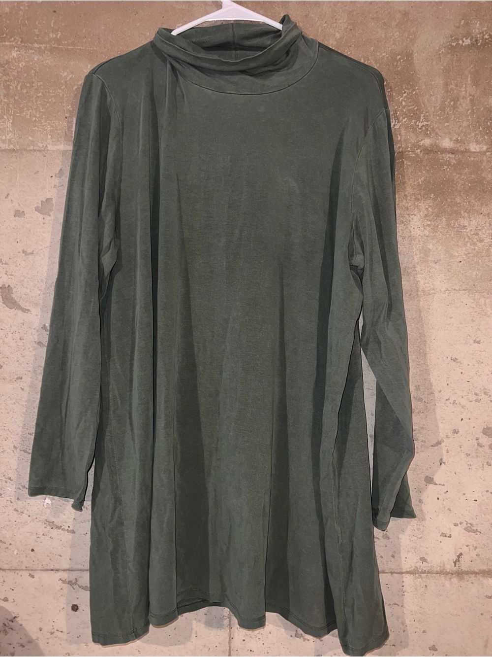 Eileen Fisher Olive Green Long-Sleeve Mock Neck Tunic